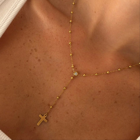 Alessia Lariat Cross Necklace