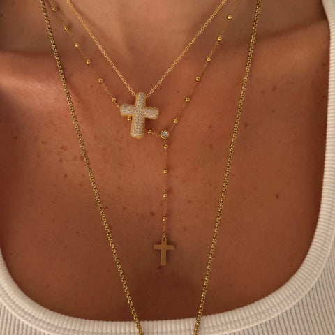 Alessia Lariat Cross Necklace
