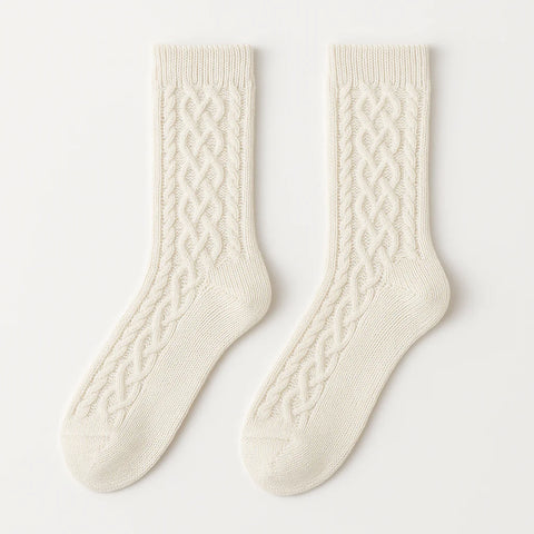 Cozy Knit Pattern Crew Socks