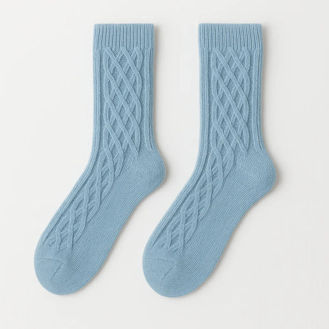 Cozy Knit Pattern Crew Socks